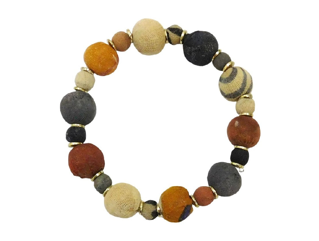 Grey brown fabric bracelet