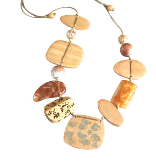 Resin & Wood Multi-shape Necklace