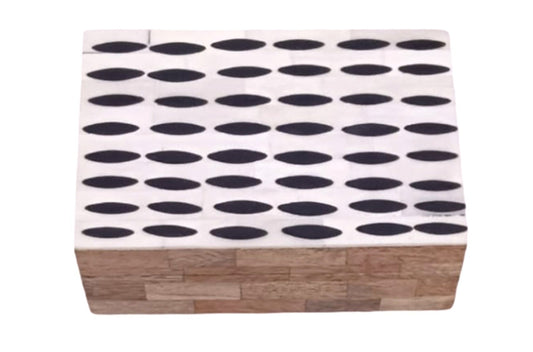 Bone Inlay Box with Black Pattern