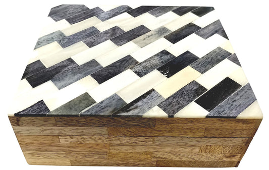 Grey and White Zig Zag Bone Box