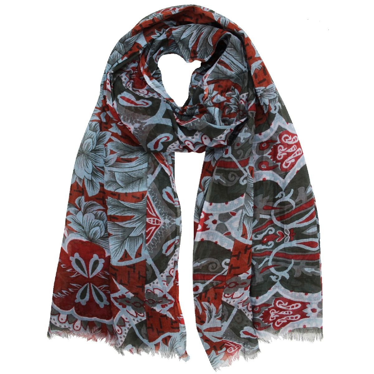 Floral Design Cotton Scarf