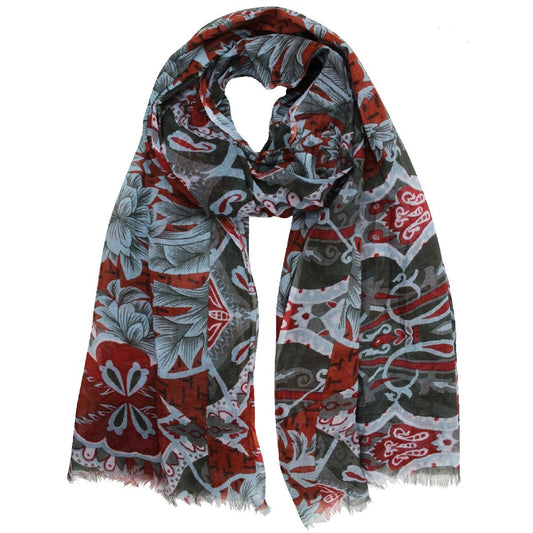Floral Design Cotton Scarf