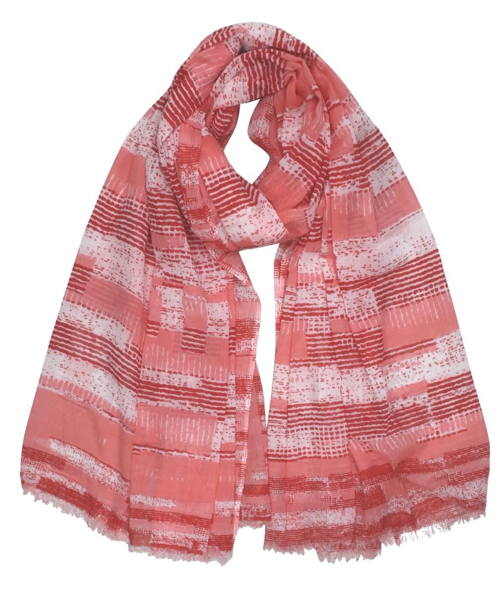 Pink Striped Cotton Scarf