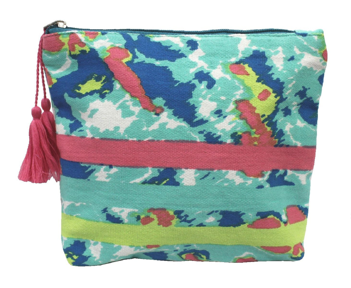 Cotton Cosmetic Pouch with Pattern and Stripes