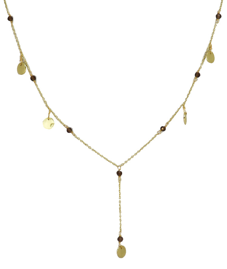 Smokey necklace with gold plaiting