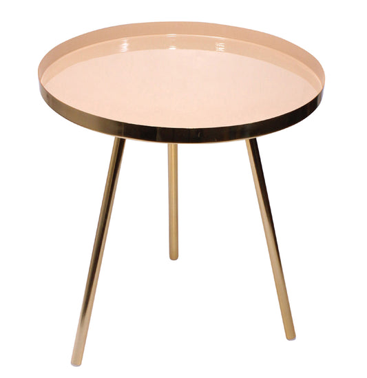 Beige powder coated brass table