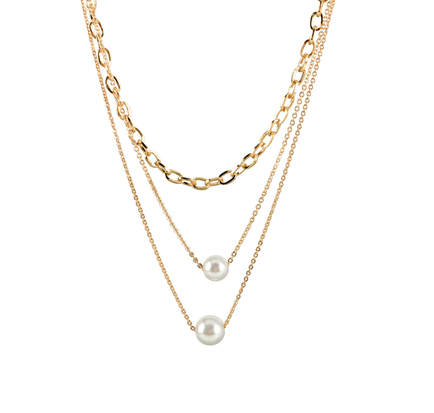 Double strand pearl necklace