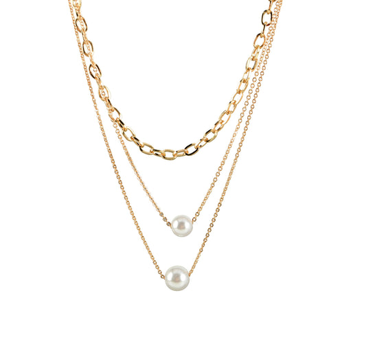 Double strand pearl necklace