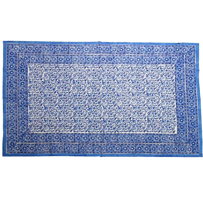 Large Rectangular Block Print Cotton Tablecloth