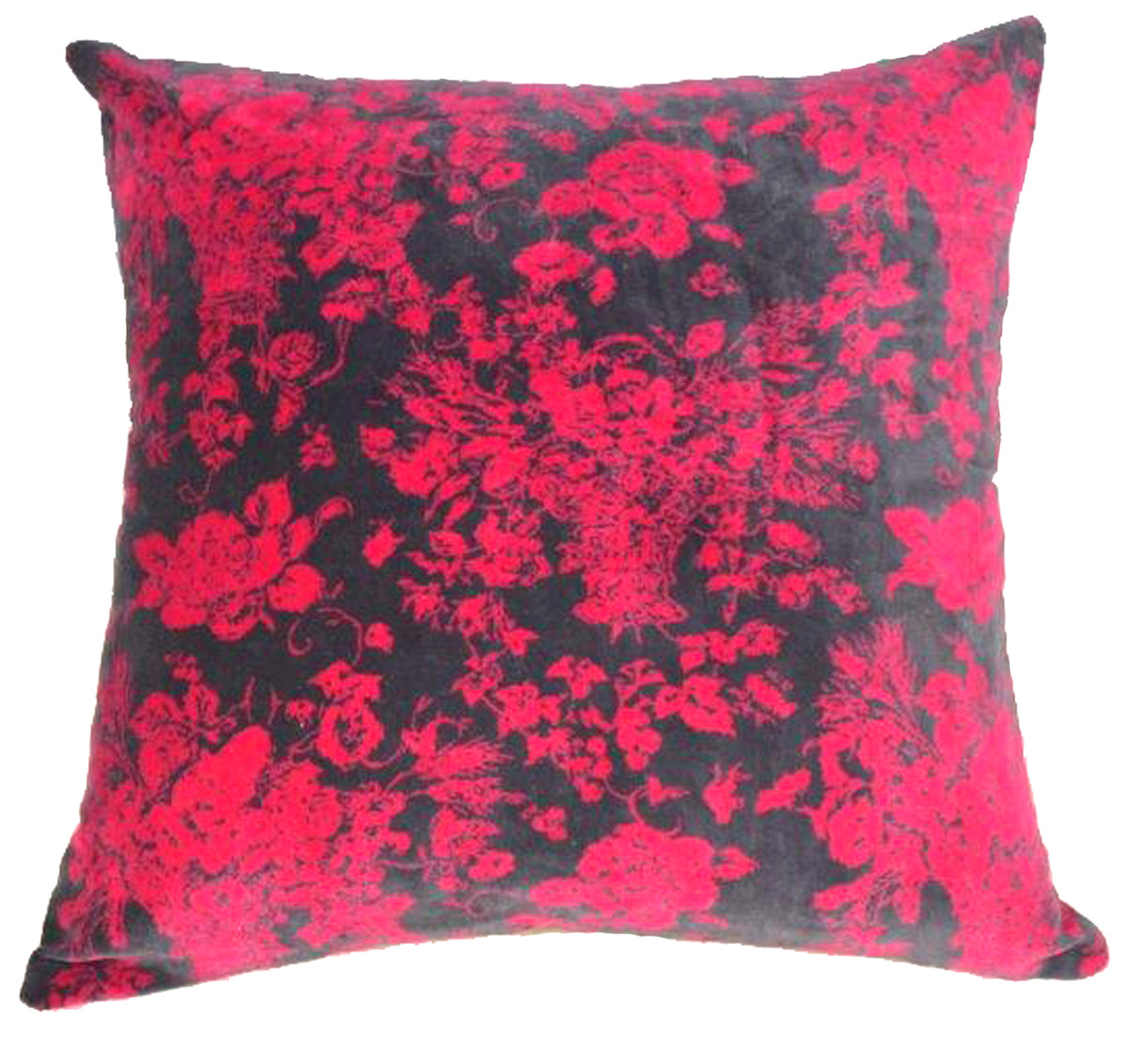 Velvet Magenta Floral Cushion