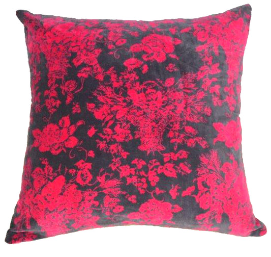 Velvet Magenta Floral Cushion