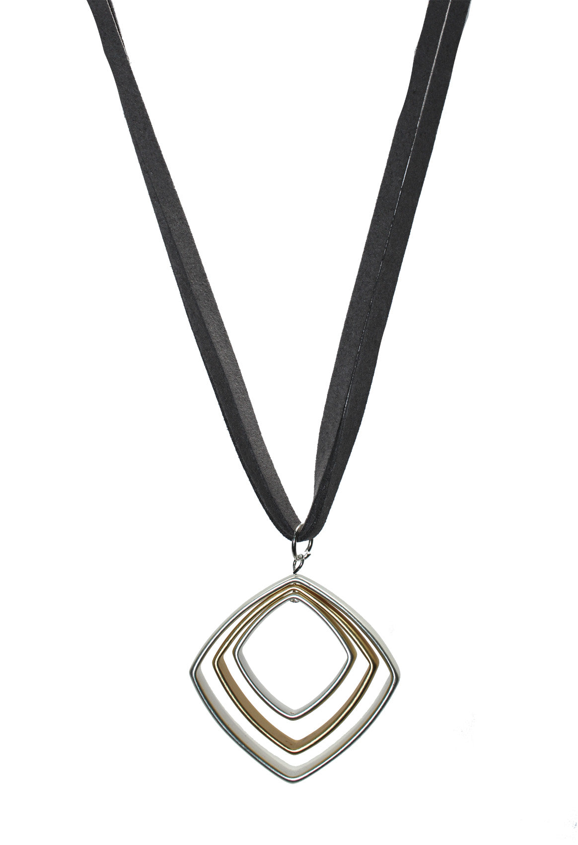 Matt silver & gold with leather cord