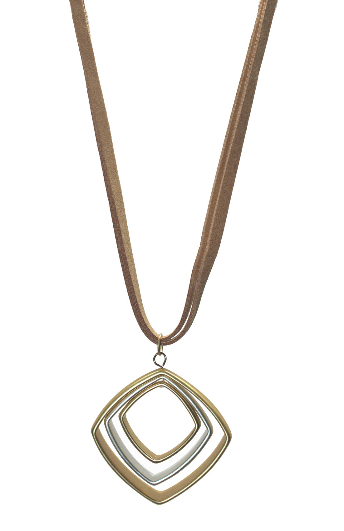 Matt gold & silver with leather cord