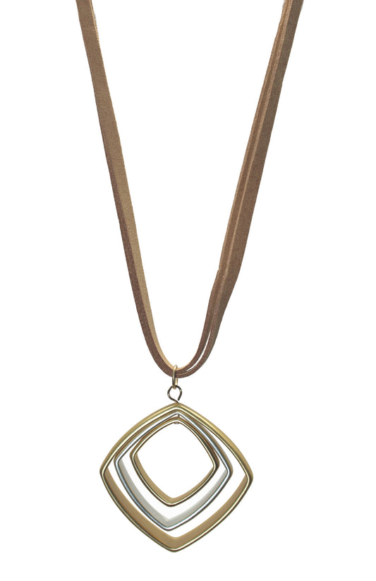 Matt gold & silver with leather cord