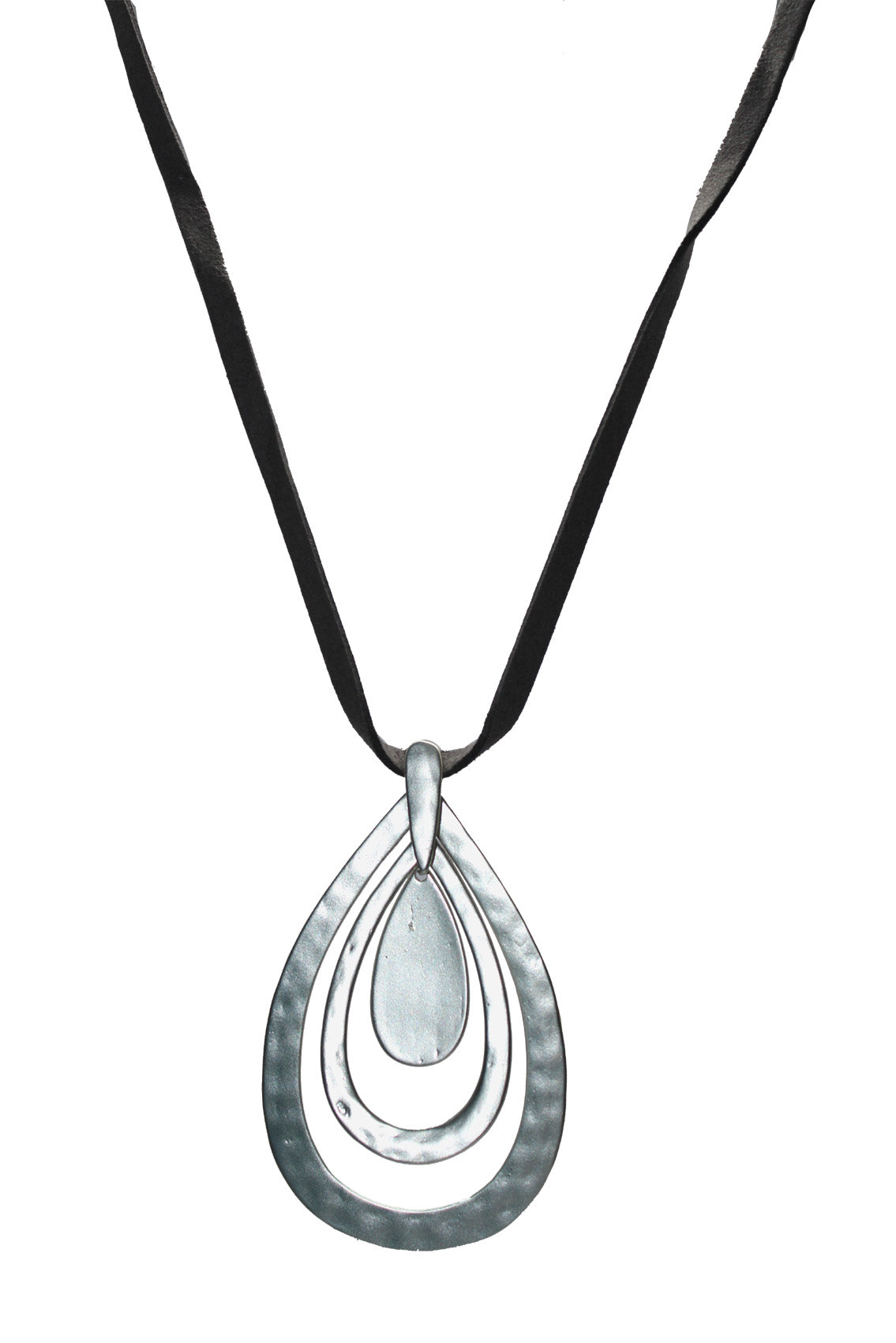 Matt silver with grey plaited leather cord