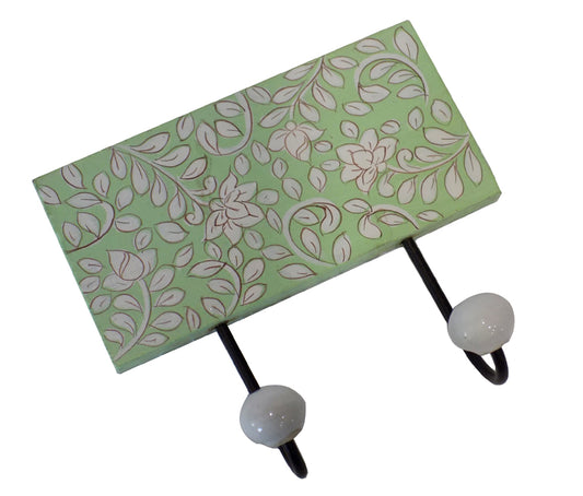 Hand painted light green double hook