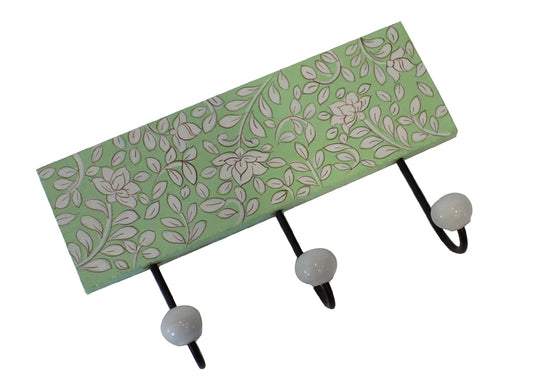 Hand painted light green triple hook