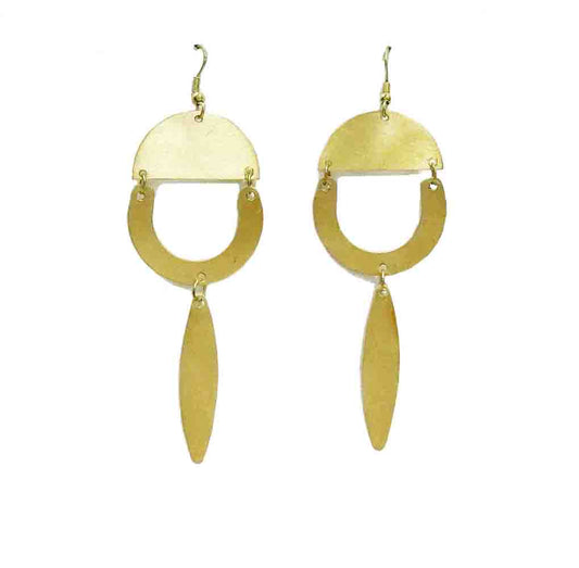 Matt Brass Earring Single Hanging