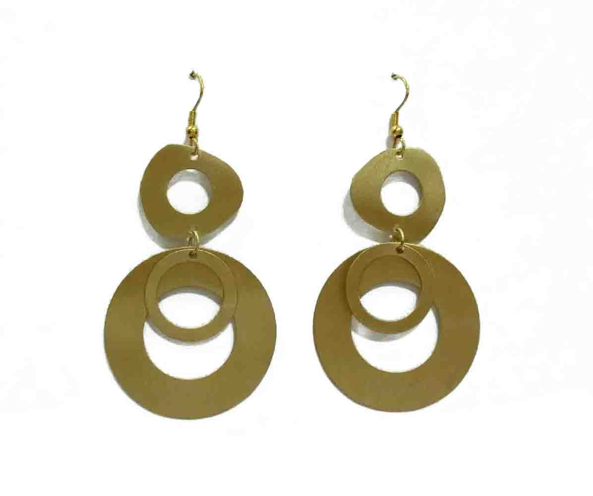 Twin circle Matt brass Earrings