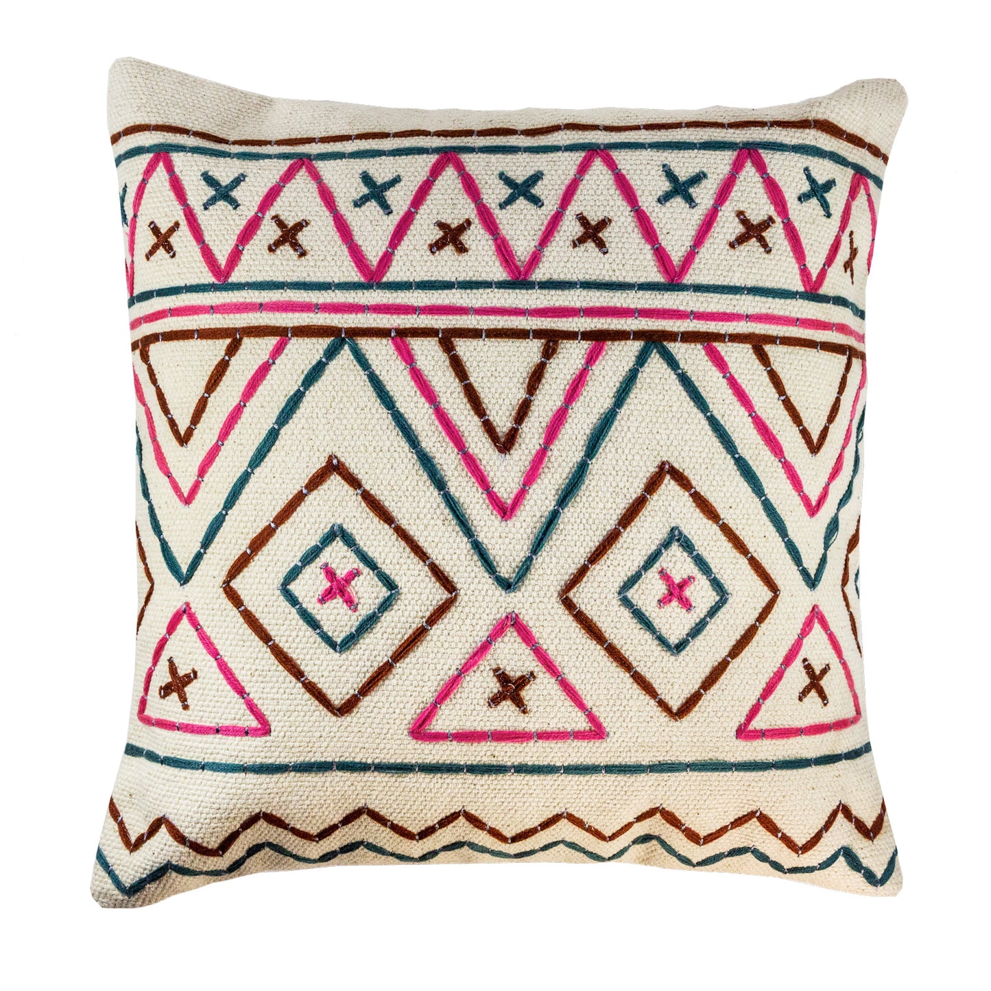 Hand Stitched Abstract Shape Cotton Cushion