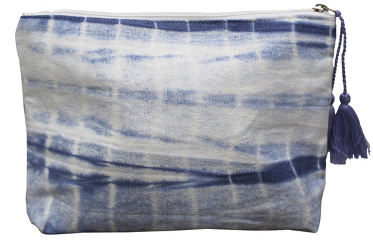 Cotton Cosmetic Pouch Blue tye dye