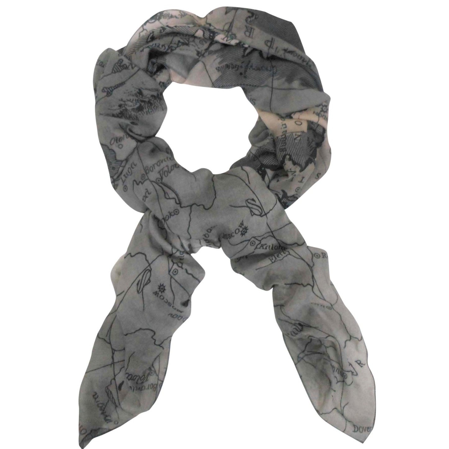 Viscose Grey Map Scarf