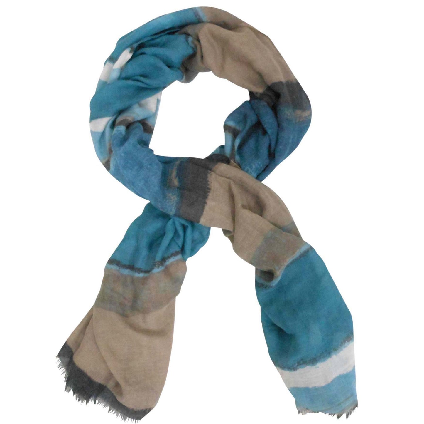 Viscose Blue and Grey Stripe Scarf