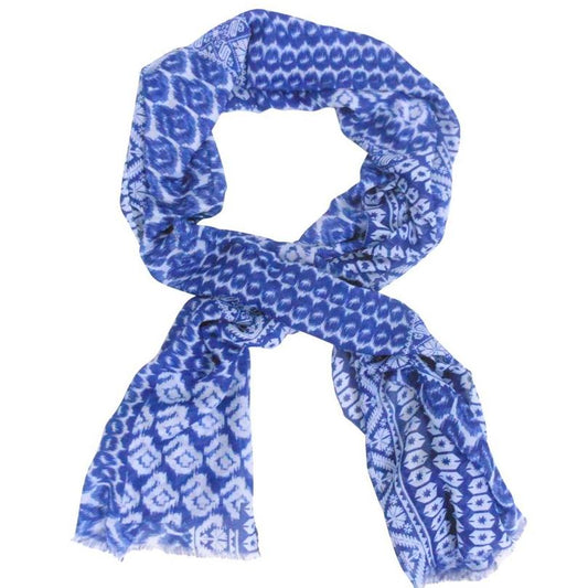 Viscose Blue Patterned Scarf