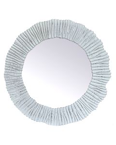 Round Mirror with Hand Carved Line Design