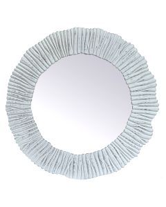 Carved round mirror with lines 75x75 cm