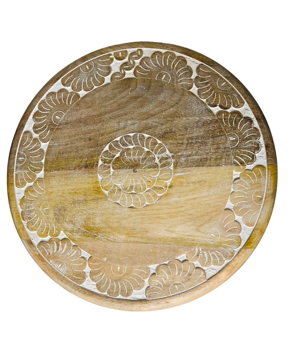 Solid Wood Distressed Side Table with White Pattern - SALE!