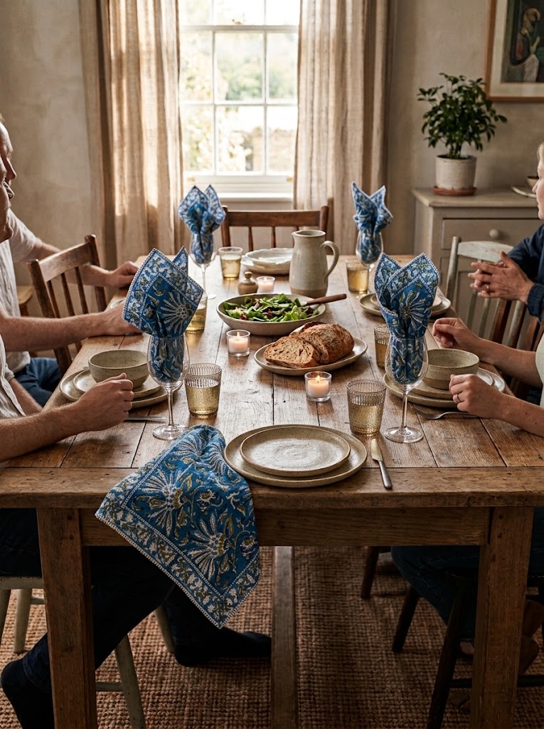 Royal Azure Block Printed Napkin Set
