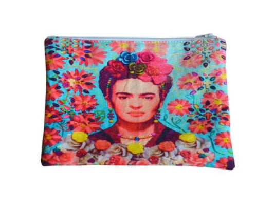 Cotton Cosmetic Pouch Blue Floral Frida