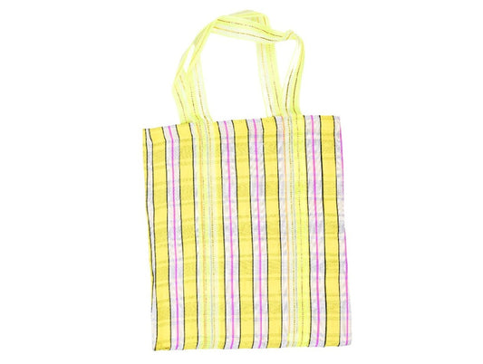 Yellow Striped Recycled Plastic Shopping Tote