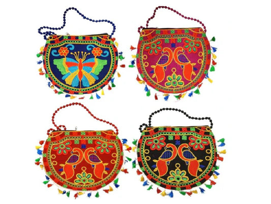 Embroidered Tassel Purse