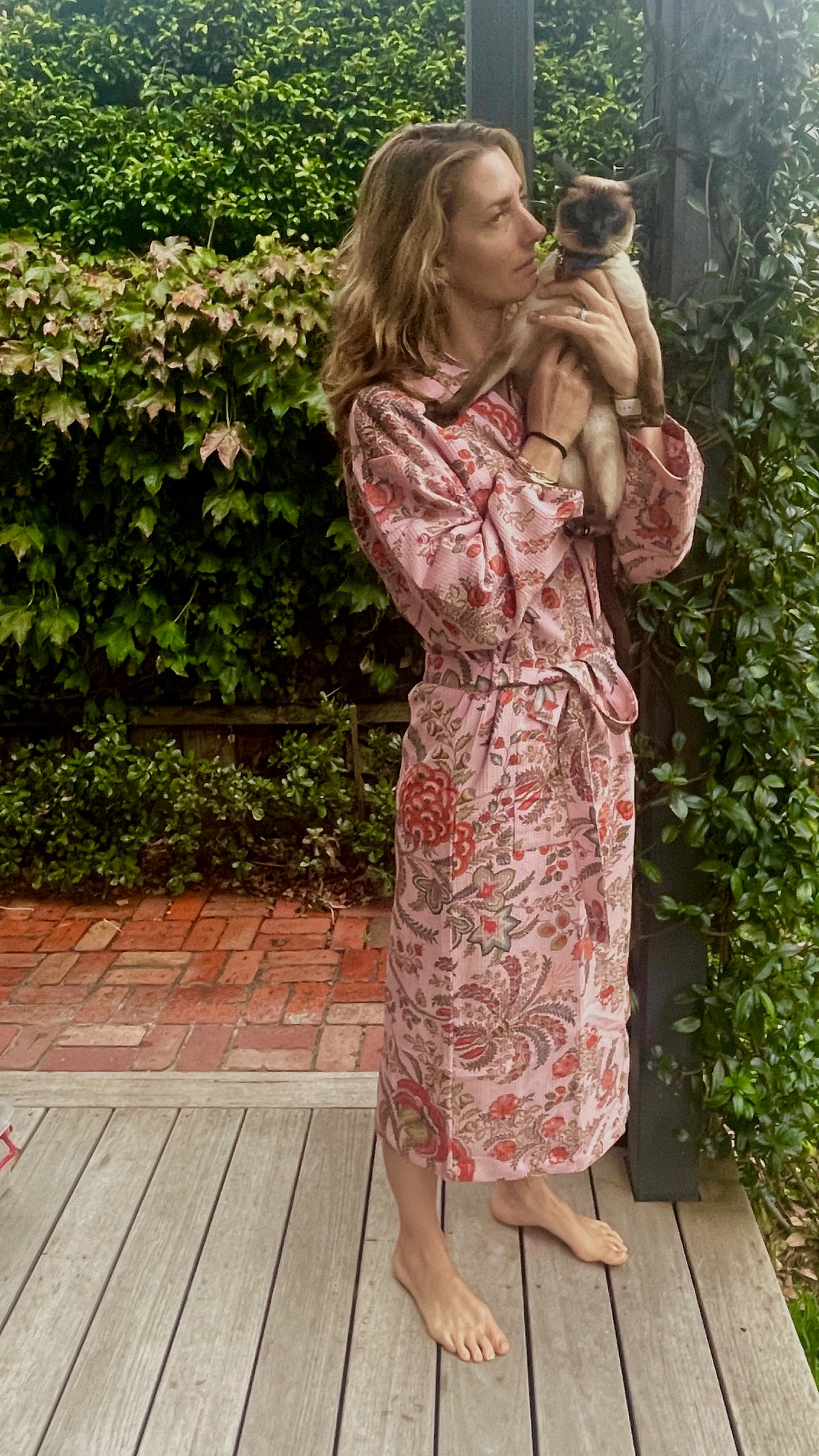 Premium Cotton Waffle Kimono in Pink