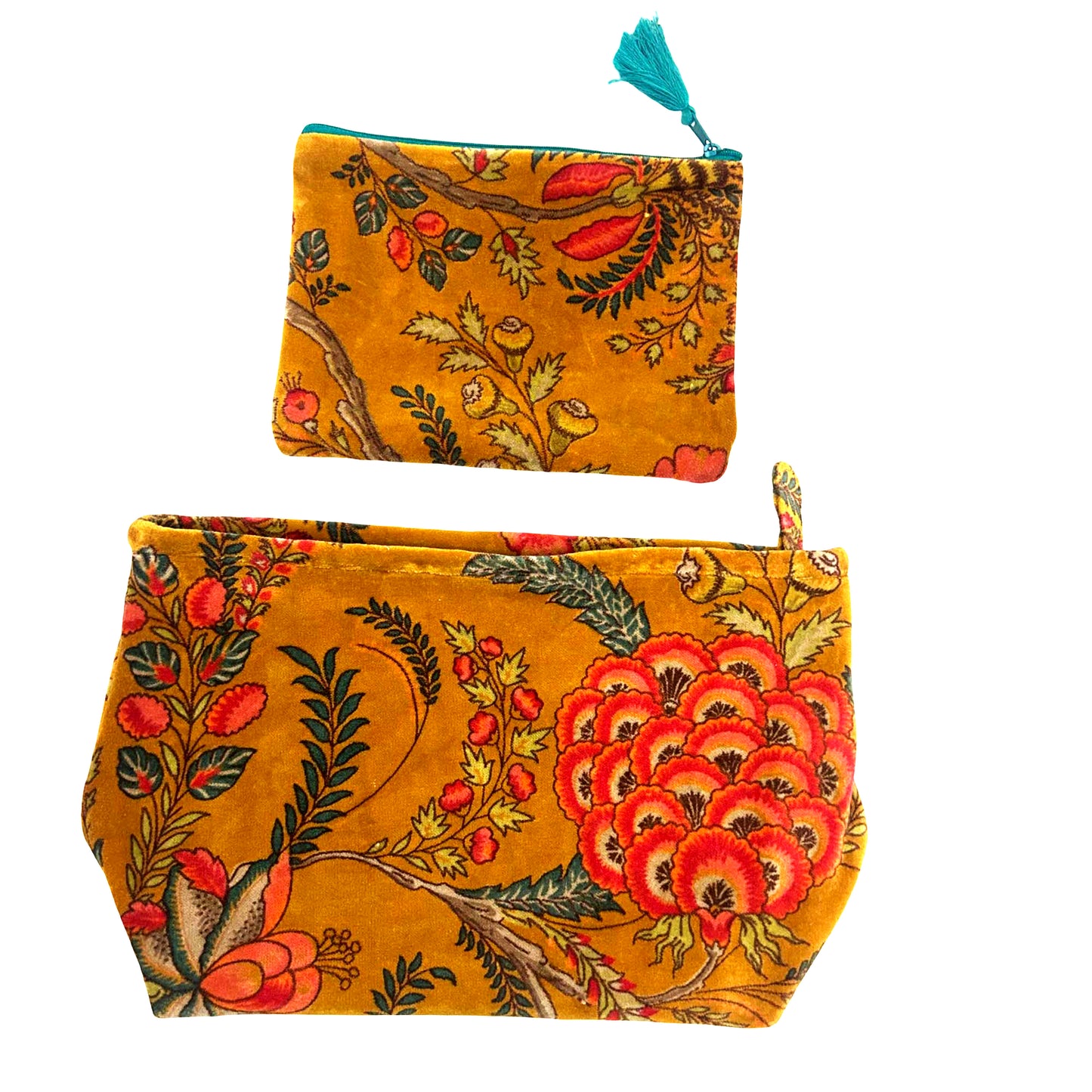 Set of 2 Ochre Velvet Pouches