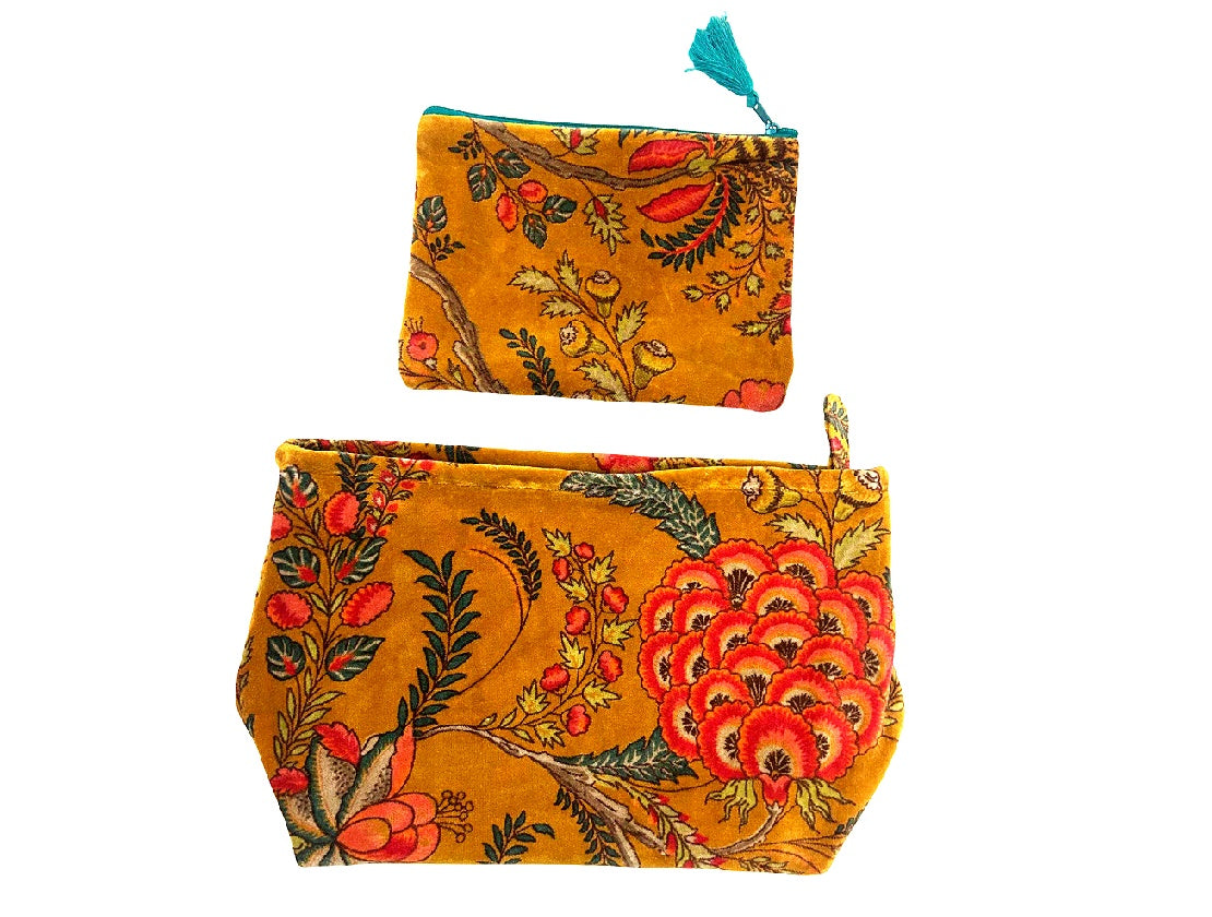Set of 2 Ochre Velvet Pouches