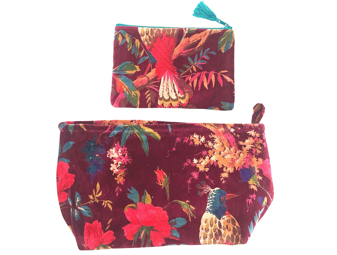 Set of 2 Ruby Velvet Pouches