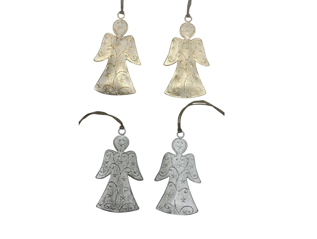 Set of 4 Silver & Gold Angel Hangings