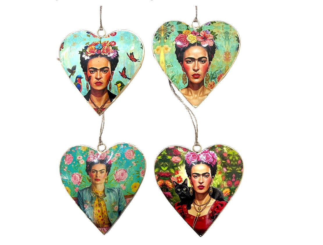 Coyoacán Frida Portrait Hanging Heart Set