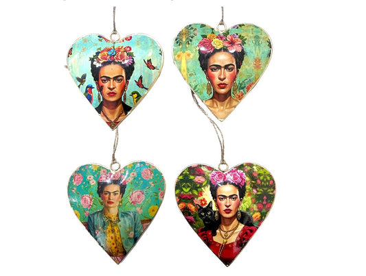 Coyoacán Frida Portrait Hanging Heart Set