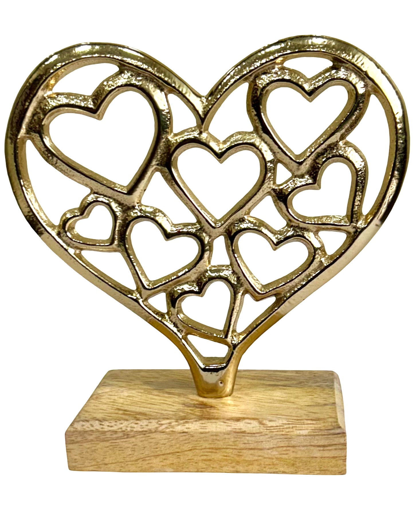 Amara Brass Openwork Heart Sculpture
