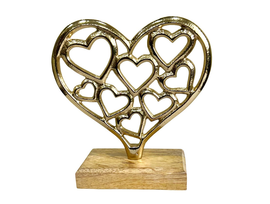 Amara Brass Openwork Heart Sculpture