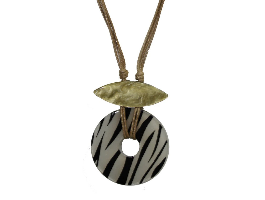 Zebra Eye African inspired resin necklace .