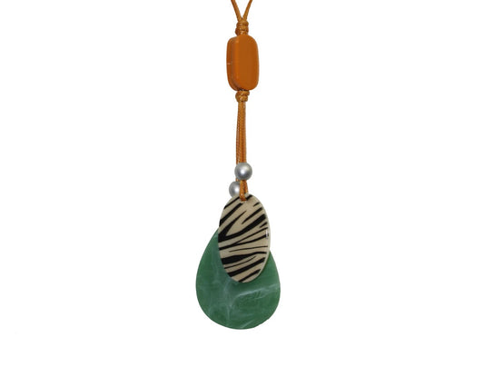 Zebra African inspired resin necklace