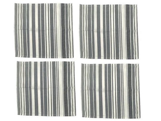S/4 grey blue white striped napkins