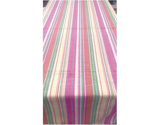 Lilac & Lime Stripe Cotton Tablecloth