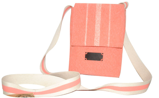Orange cotton mobile bag 12.5(w) x 17.5(h) cm