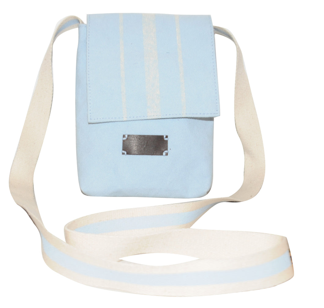 Light blue cotton mobile bag12.5(w) x 17.5(h) cm